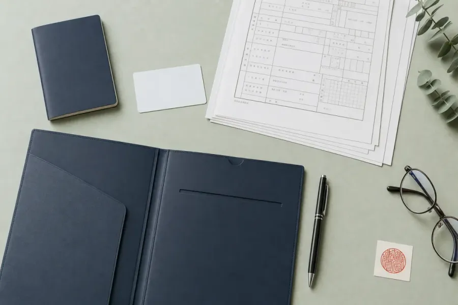 パスポートと在留・帰化申請書類の机上